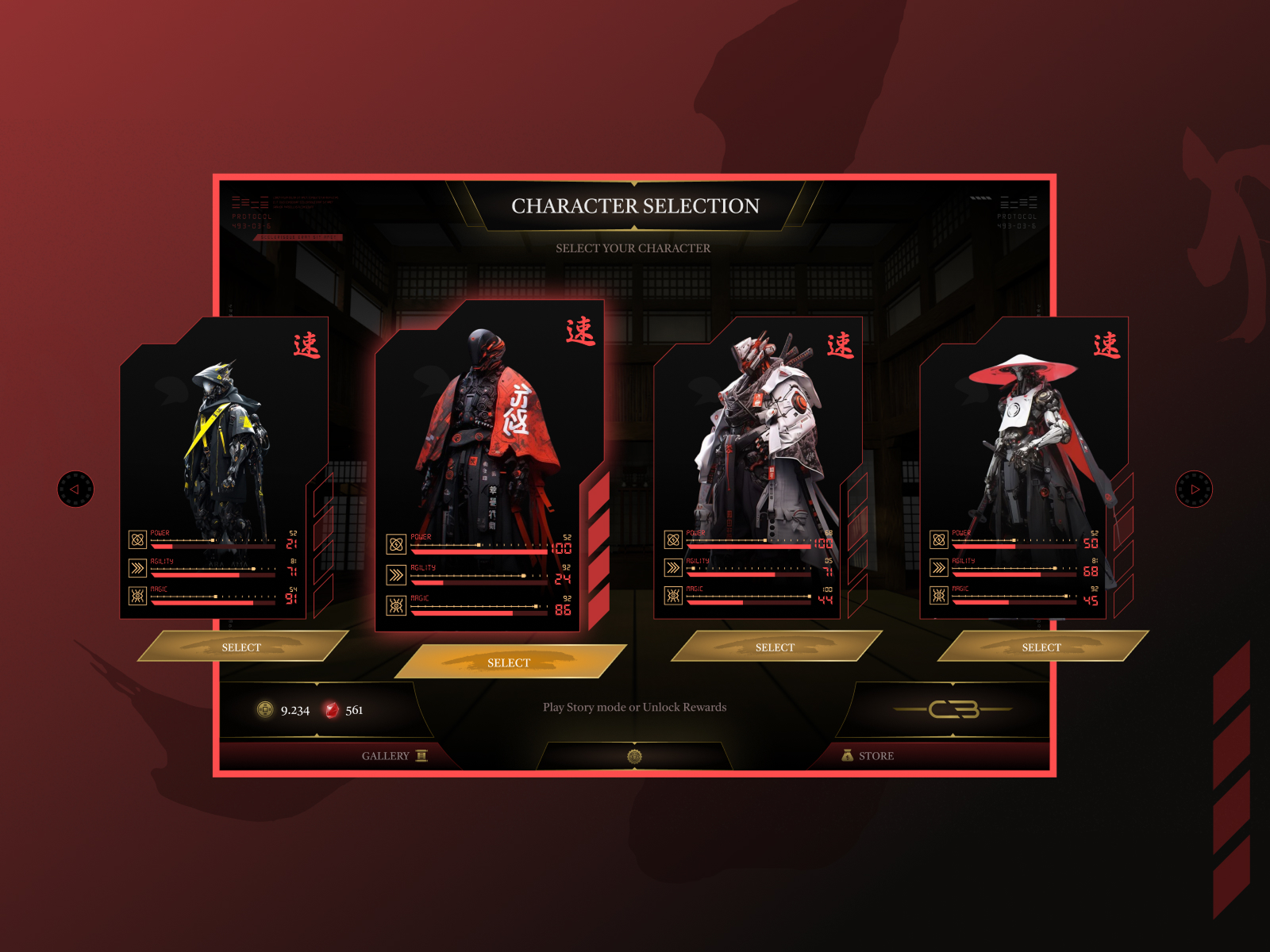 Cyber Ronin — Character Selection